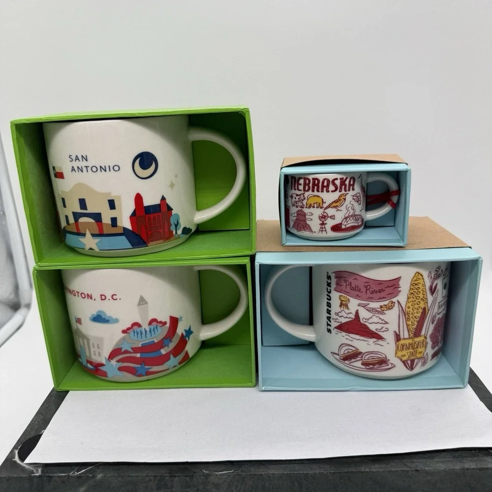 Starbucks Mug Lot 4 San Antonio Washington DC Nebraska You Are Here Been There